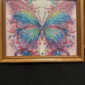 Colorful Butterfly Diamond Art in Wooden Frame